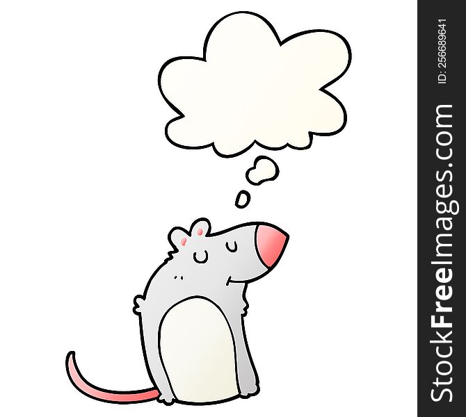 Cartoon Fat Rat And Thought Bubble In Smooth Gradient Style