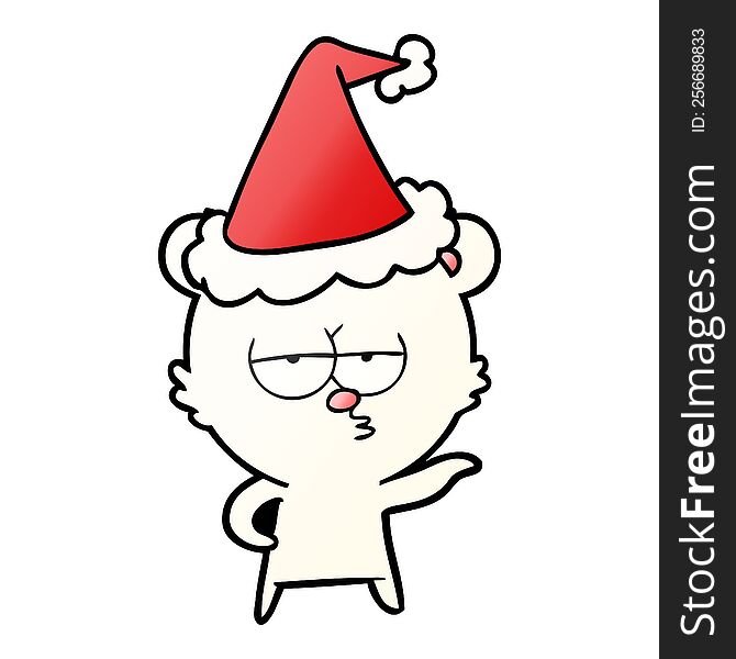 Bored Polar Bear Gradient Cartoon Of A Wearing Santa Hat