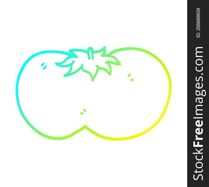 cold gradient line drawing of a cartoon huge tomato