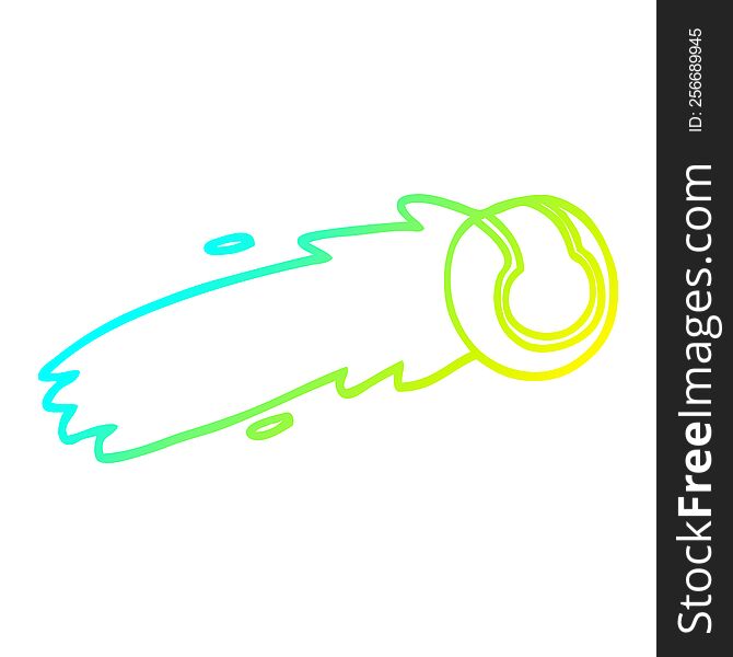 Cold Gradient Line Drawing Cartoon Flying Tennis Ball