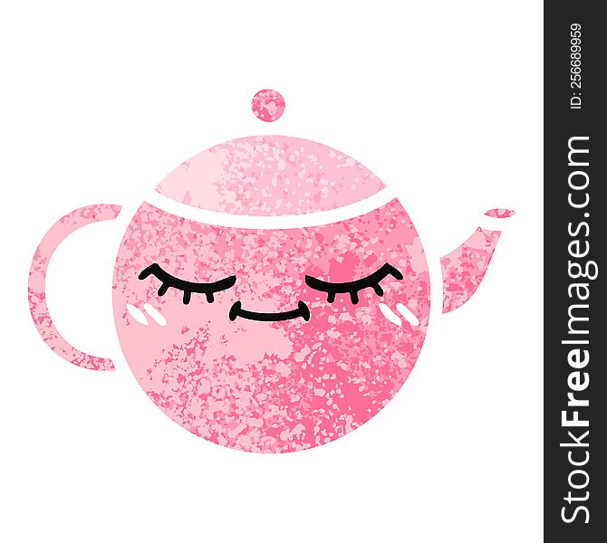 retro illustration style cartoon of a teapot