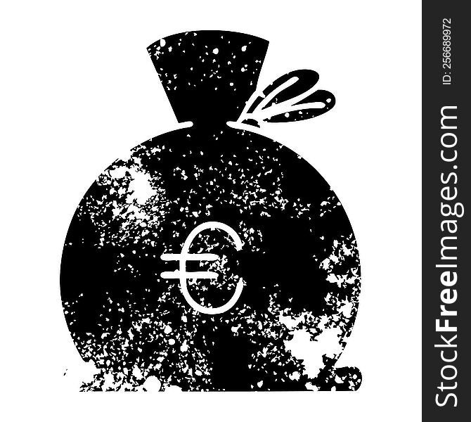 distressed symbol of a bag of money
