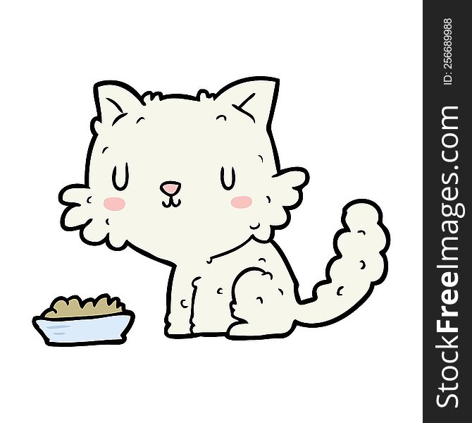 cute cartoon cat and food. cute cartoon cat and food