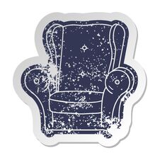 Distressed Old Sticker Of An Old Armchair Royalty Free Stock Images Distressed Old Sticker Of An Old Armchair Royalty Free Stock Images
