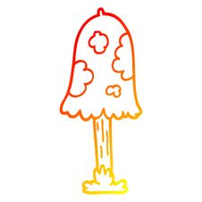 Warm Gradient Line Drawing Cartoon Mushroom Royalty Free Stock Image