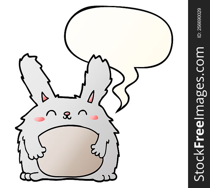 cartoon furry rabbit with speech bubble in smooth gradient style