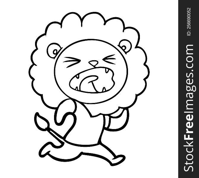 cartoon lion running. cartoon lion running