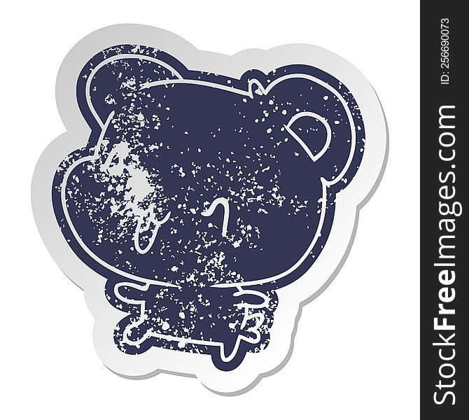 Distressed Old Sticker Kawaii Cute Happy Bear