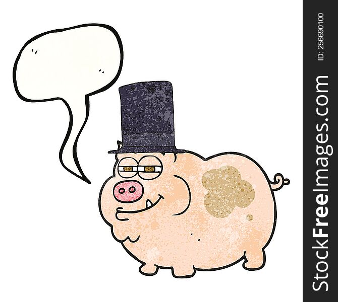 speech bubble textured cartoon rich pig