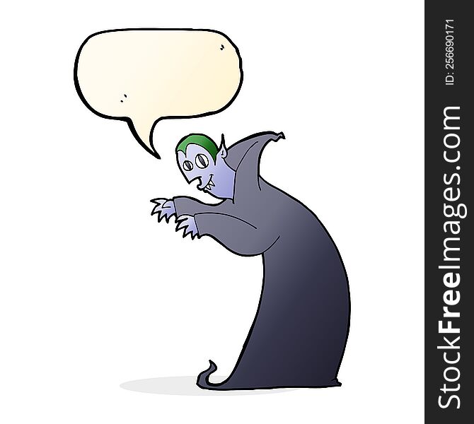 Cartoon Spooky Vampire With Speech Bubble
