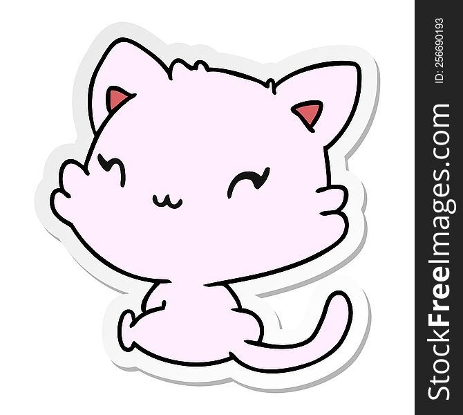 Sticker Cartoon Of Cute Kawaii Kitten