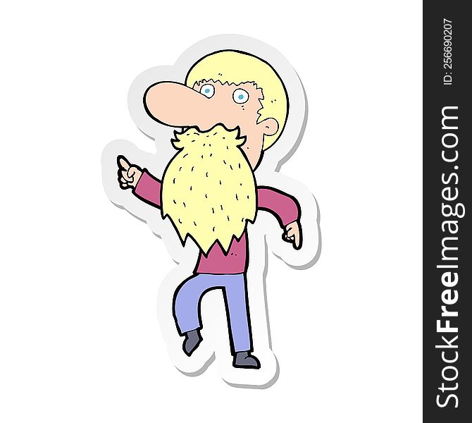 sticker of a cartoon man wearing fake beard