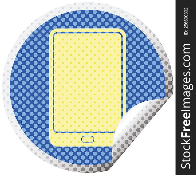 tablet computer vector illustration circular peeling sticker. tablet computer vector illustration circular peeling sticker