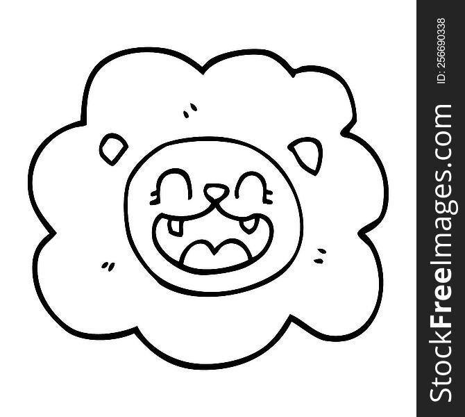 Line Drawing Cartoon Happy Lion