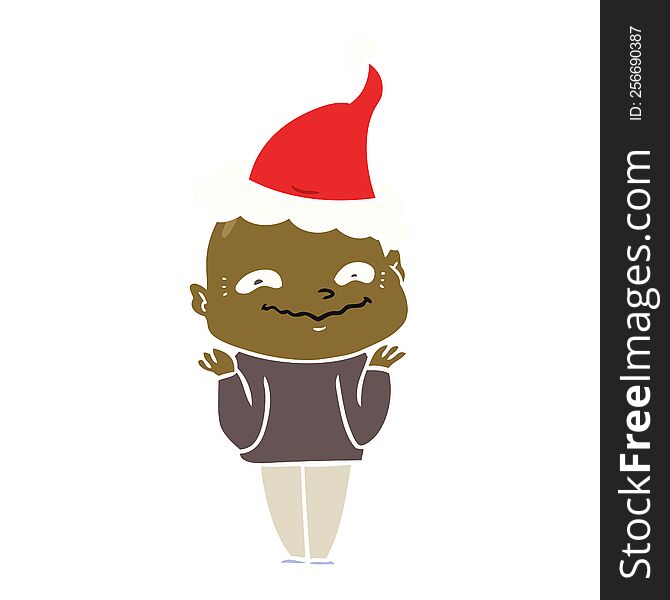 Flat Color Illustration Of A Creepy Guy Wearing Santa Hat