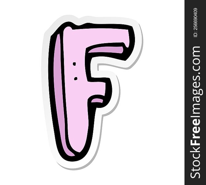 Sticker Of A Cartoon Letter F