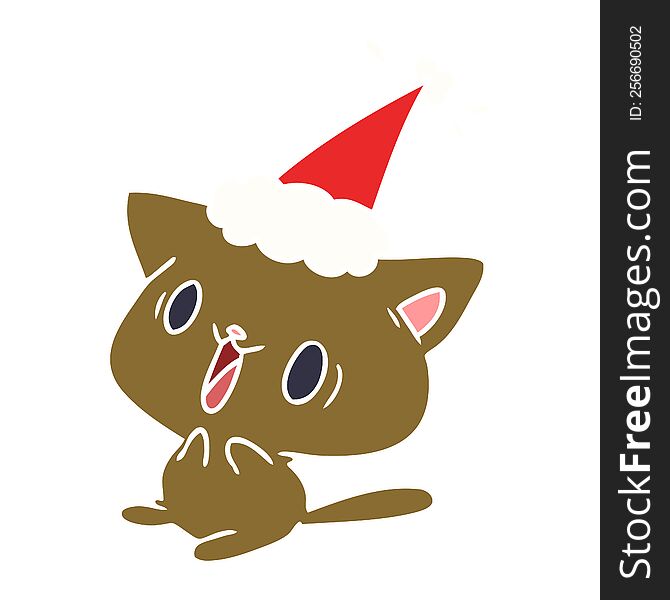 hand drawn christmas cartoon of kawaii cat