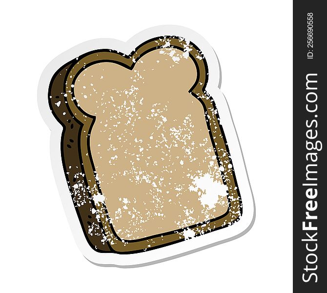 Distressed Sticker Of A Quirky Hand Drawn Cartoon Slice Of Bread