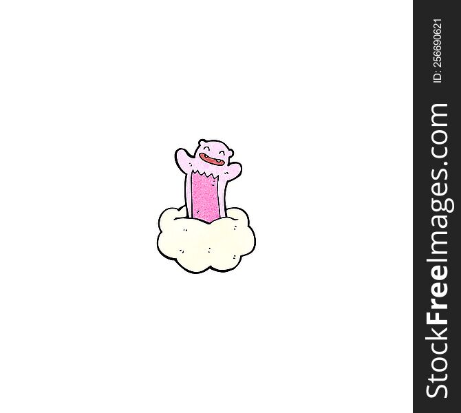Cartoon Pink Teddy On Cloud