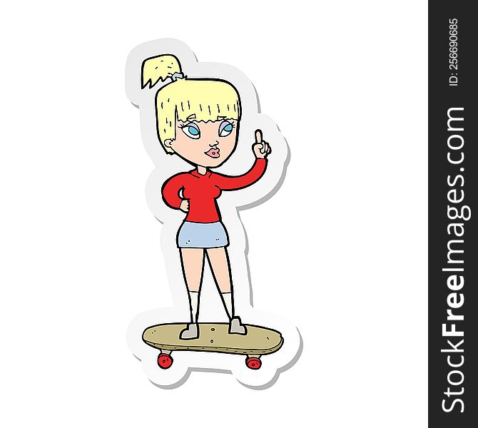 Sticker Of A Cartoon Skater Girl