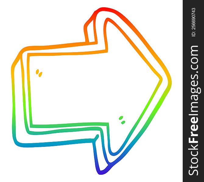 rainbow gradient line drawing of a cartoon arrow sign