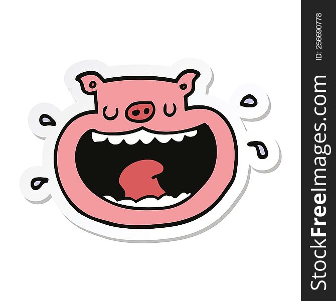 sticker of a cartoon obnoxious pig
