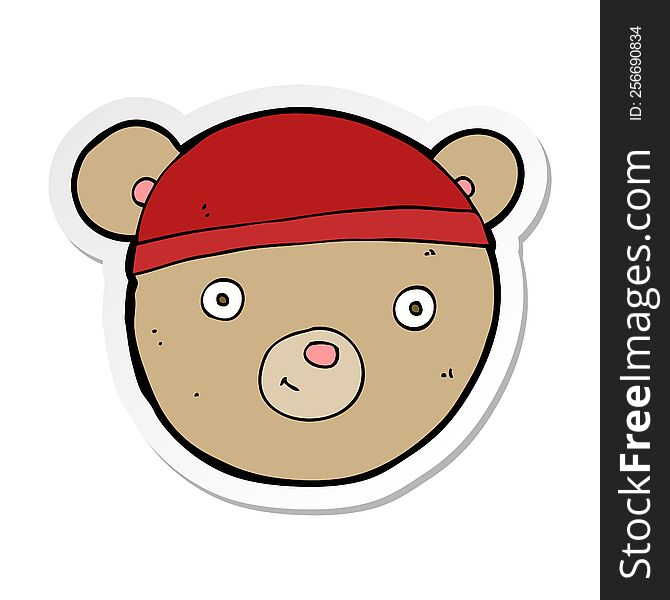 Sticker Of A Cartoon Teddy Bear Head