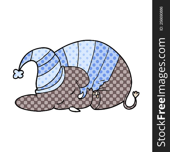 cartoon sleeping elephant in pajamas. cartoon sleeping elephant in pajamas