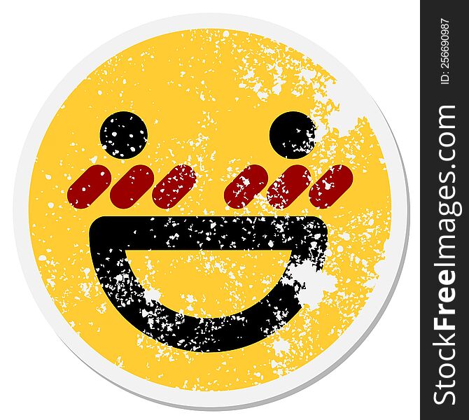 happy blushing face circular sticker