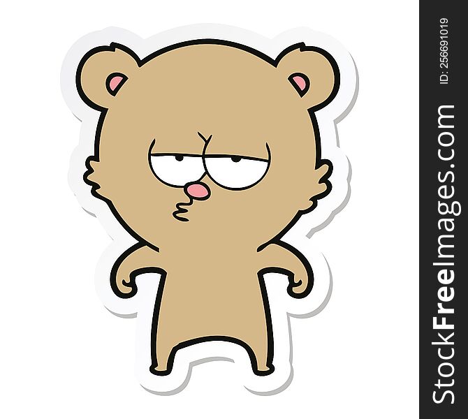Sticker Of A Bored Bear Cartoon