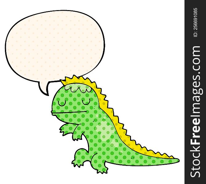 Cartoon Dinosaur And Speech Bubble In Comic Book Style