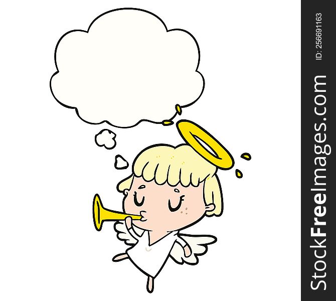Cartoon Angel And Thought Bubble