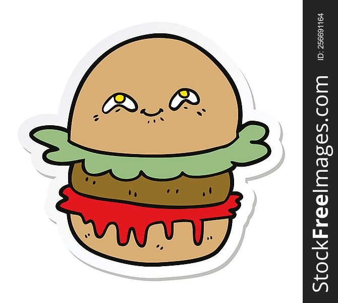 sticker of a cartoon fast food burger