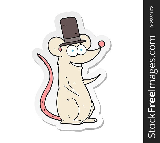 Sticker Of A Cartoon Mouse In Top Hat