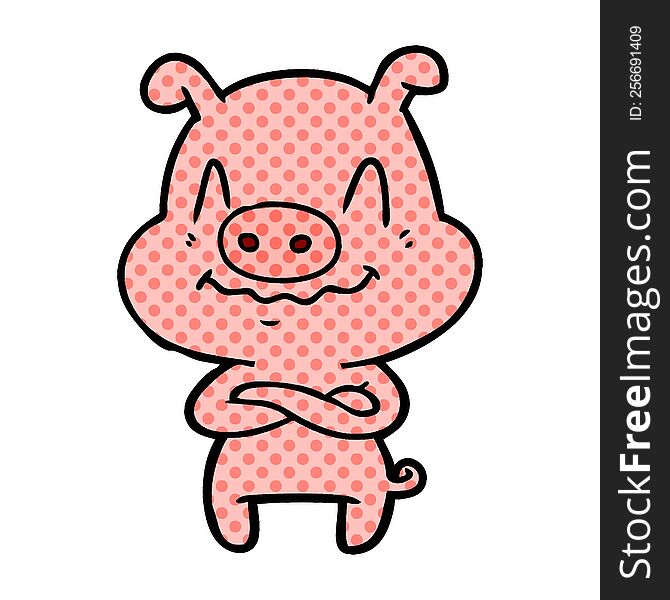 nervous cartoon pig. nervous cartoon pig