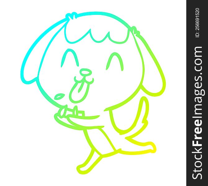 Cold Gradient Line Drawing Cute Cartoon Dog