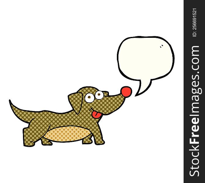 freehand drawn comic book speech bubble cartoon happy little dog