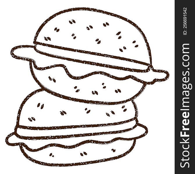 Hamburgers Charcoal Drawing