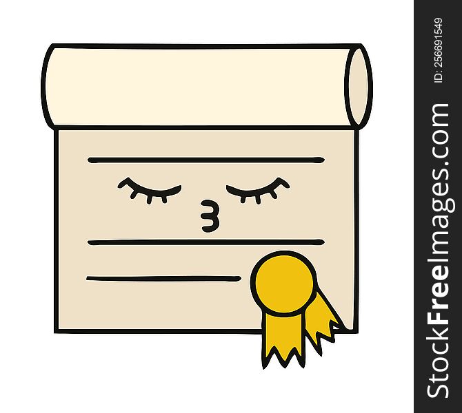 cute cartoon of a certificate. cute cartoon of a certificate