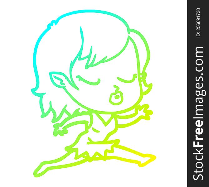 cold gradient line drawing cute cartoon vampire girl