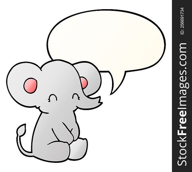 Cute Cartoon Elephant And Speech Bubble In Smooth Gradient Style