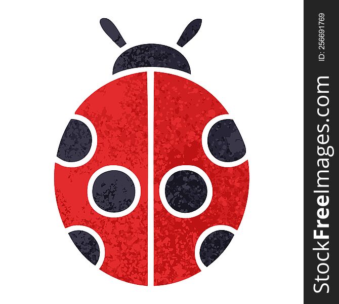 retro illustration style cartoon of a lady bug