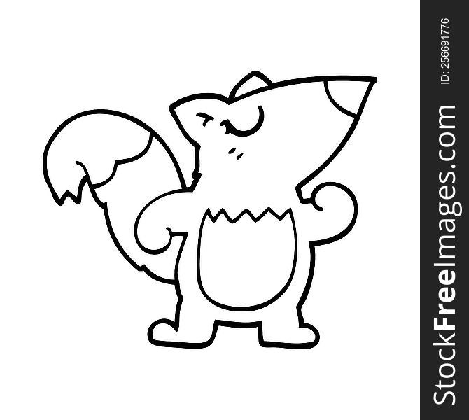 line drawing cartoon confident squirrel