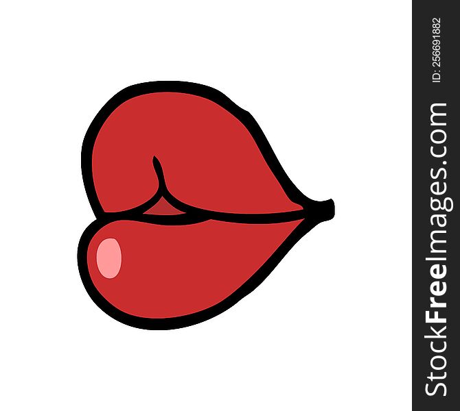 Cartoon Doodle Red Lips