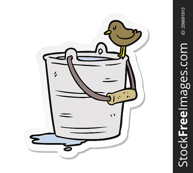 sticker of a cartoon bucket of water