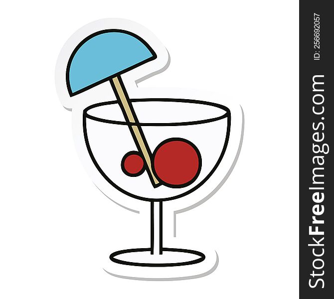 sticker of a cute cartoon fancy cocktail