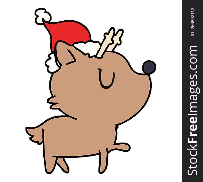 hand drawn christmas cartoon of kawaii deer