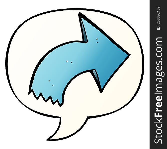 Cartoon Pointing Arrow And Speech Bubble In Smooth Gradient Style