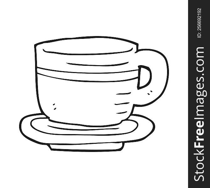 Black And White Cartoon Cup And Saucer