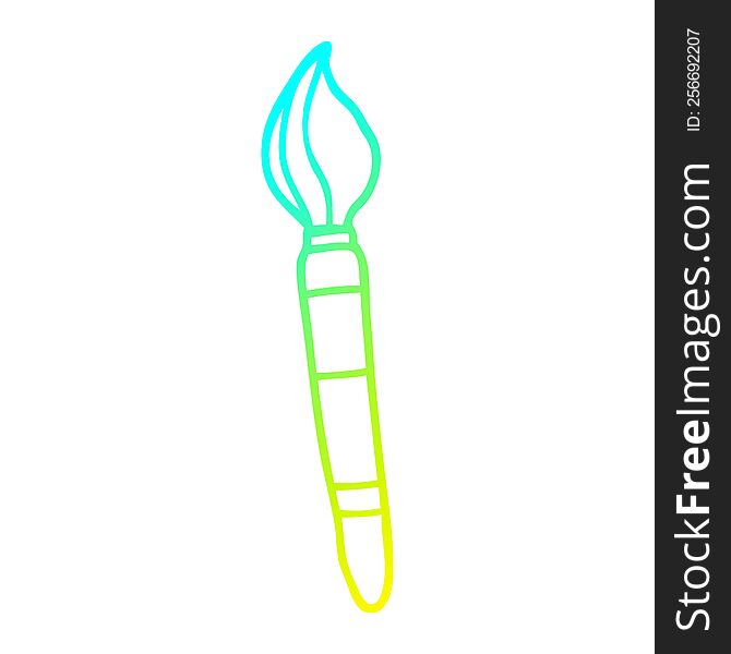 cold gradient line drawing of a cartoon paint brush